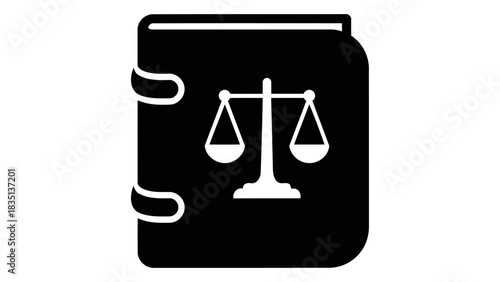 Legal book with scales of justice symbol, representing law, justice, fairness, equality, and legal system concepts