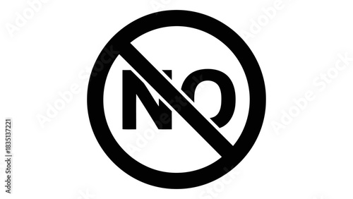 Prohibited symbol with the letters no inside a circle with a diagonal line, representing a ban or rejection. sign for st