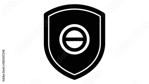 Shield with a prohibition sign inside, representing security, protection, safety, forbidden, restricted, and privacy con