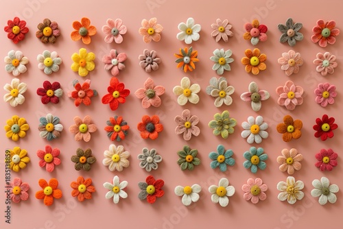 Crafty spring flowers on pink background for vibrant seasonal projects