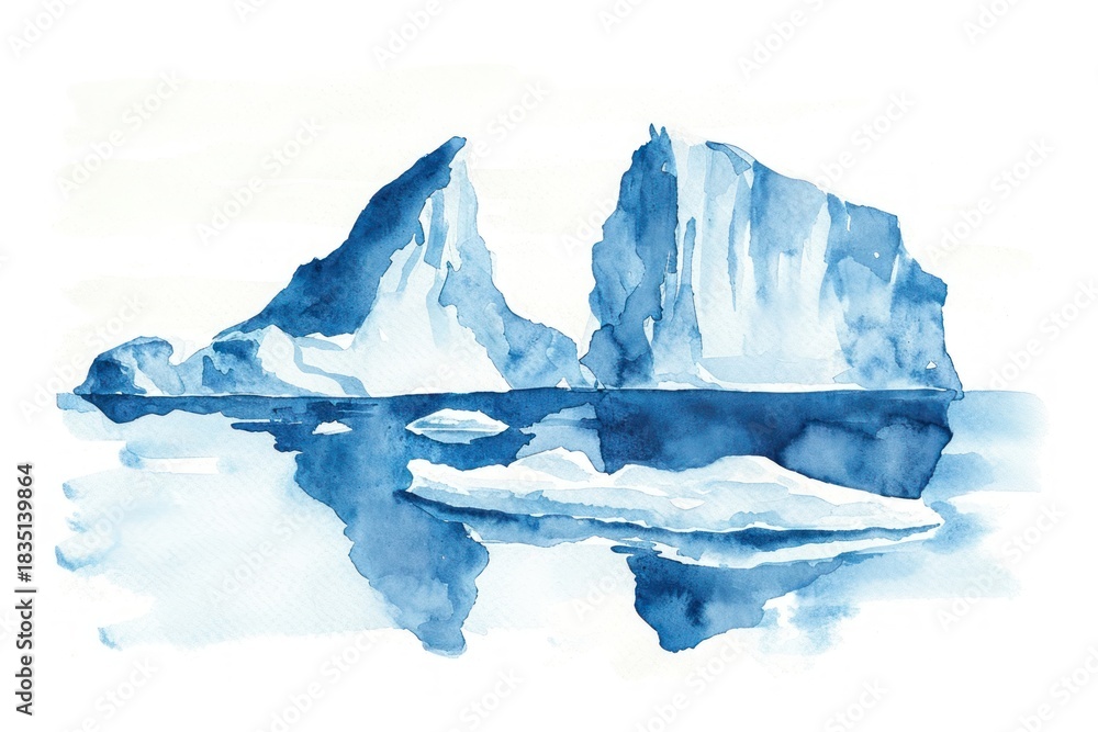 Fototapeta premium Arctic mountain painting iceberg.