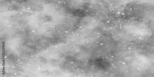 Black and white abstract background of a dark galaxy with stars, smoke, and a light texture like winter night snow