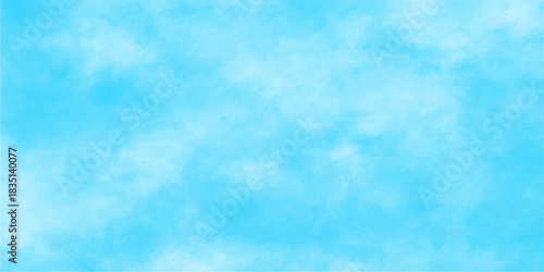 Bright, beautiful blue sky with fluffy white clouds, a perfect natural summer day background