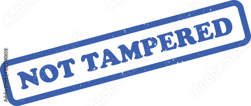 Blue Not Tampered Stamp With Distressed Rounded Rectangle Border