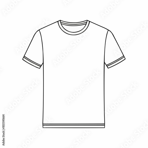 Simple White T-Shirt Outline for Fashion Design Mockup.