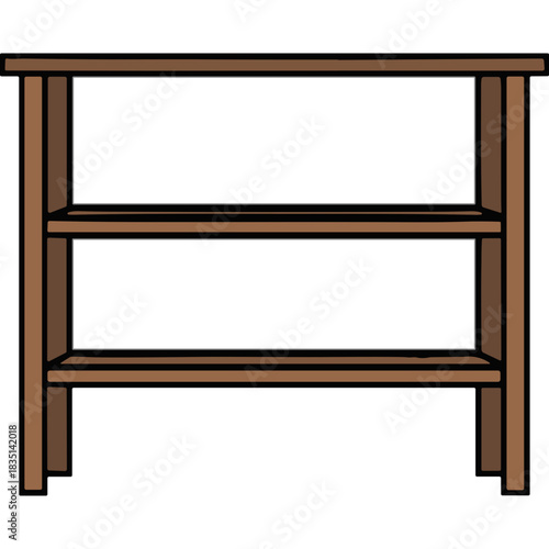 Simple Wooden Two Shelf Bookcase with Brown Finish and Black Background