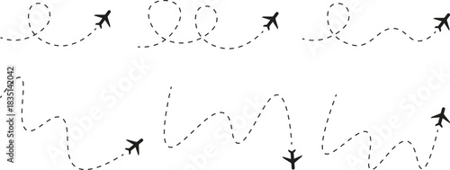Plane icon vector with line trace. Airplane icon vector. Flight transport symbol. Travel flat symbol
