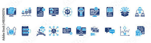 passive income icon set glyph blue