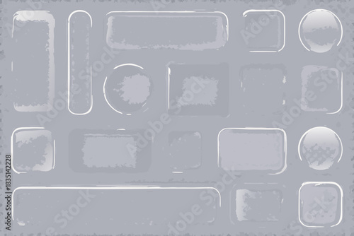 Collection of various gray rectangular and rounded shapes on a white background