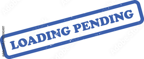Blue Rectangular Grunge Stamp with Loading Pending Text Over White Background