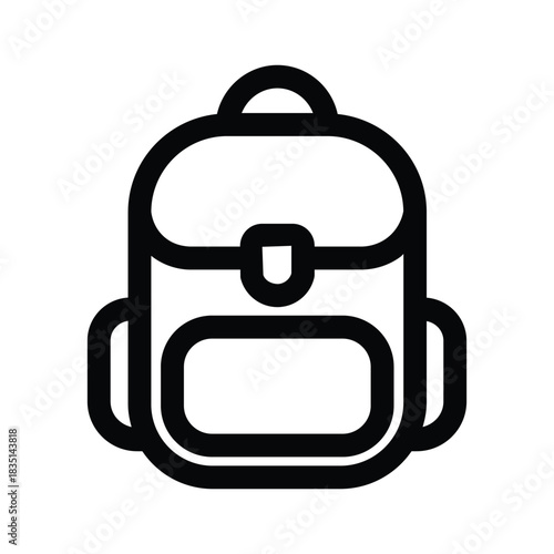 Backpack icon representing school bag, travel bag, student backpack, hiking pack, personal belongings storage, education supplies, and outdoor activity gear