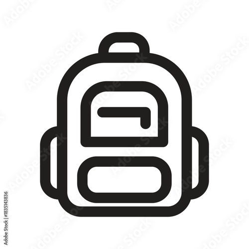 Backpack icon representing school bag, travel bag, student backpack, hiking pack, personal belongings storage, education supplies, and outdoor activity gear