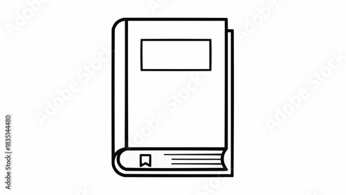 Simple illustration of a closed book with a bookmark, ready to read.