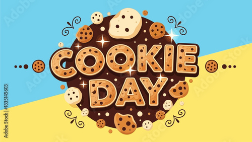 Bright Cookie Day Badge Typography with Crunchy Elements