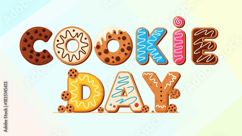 Vibrant Flat Design Typography for Cookie Day Celebration