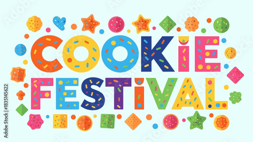 Modern Flat Cookie Festival Typography with Cute Decorations