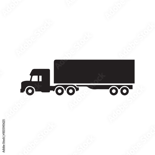Long Trailer Truck Silhouette Vector
