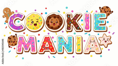 Playful Cookie Mania Typography with Icing and Sprinkles