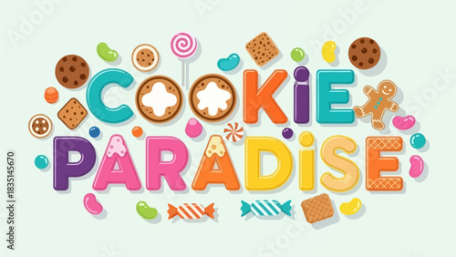 Lively Cookie Paradise Typography in Vivid Flat Illustration