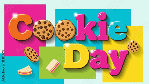 Retro Modern Cookie Day Typography with Vivid Flat Colors