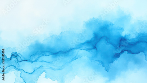 Abstract blue watercolor background with flowing ink and artistic textures