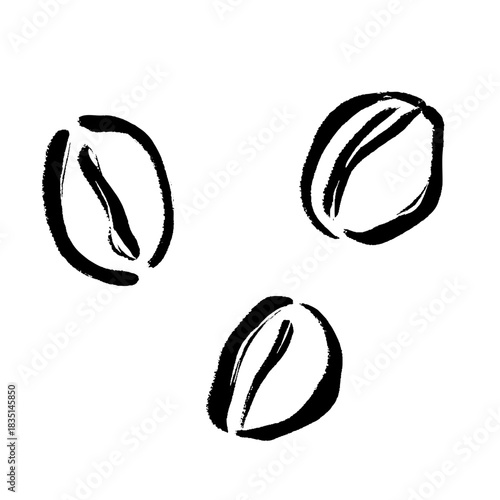 手描きコーヒー豆の筆風イラスト