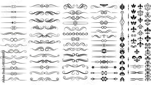 Elegant vintage dividers, borders, and ornaments for design embellishments
