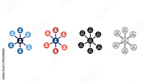 Connected People Network Hub Icon with Central Figure and Spokes