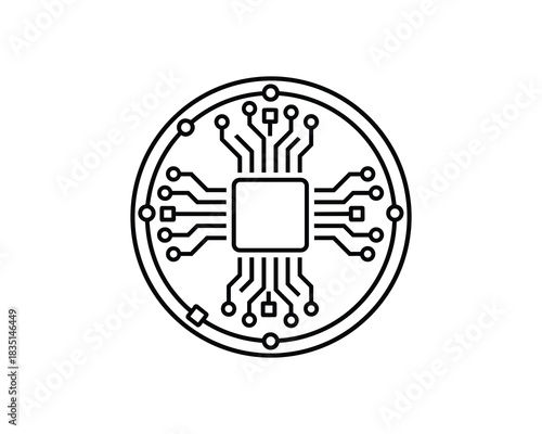 Central processing unit, technology concept, radiating connections, integrated circuit, electronic design