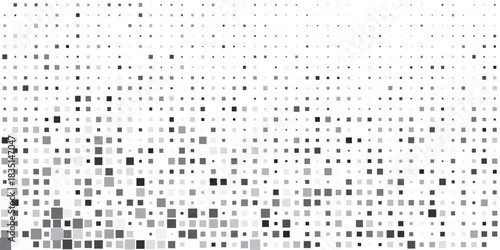 Abstract geometric background with squares. Grey pixels on white with empty space. Digital business backdrop. Vector illustration