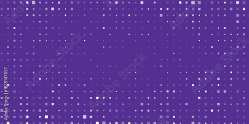 Seamless background pattern of evenly spaced white lotus flowers of different sizes and opacity. Vector illustration on deep purple background with stars