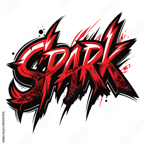 Spark text logo with lightning bolts and aggressive typography in red and black