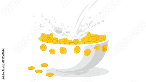 Brighten your day with a delicious bowl of crispy corn flakes and refreshing milk for a delightful breakfast experience anytime