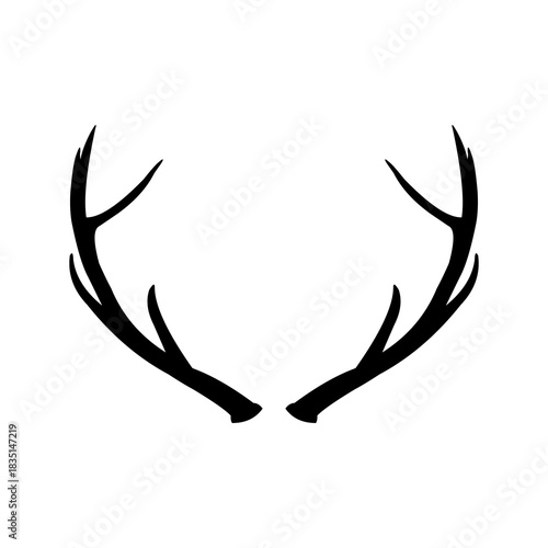 Silhouette of animal horns isolated on white background