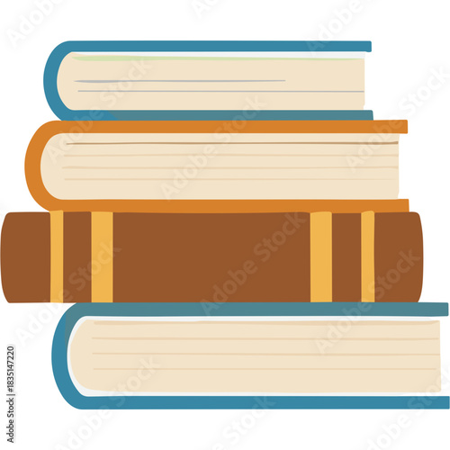 Stack Of Four Hardcover Books With Blue And Tan Spines And Tan Pages Against A Black Background Illustrating Knowledge And Education