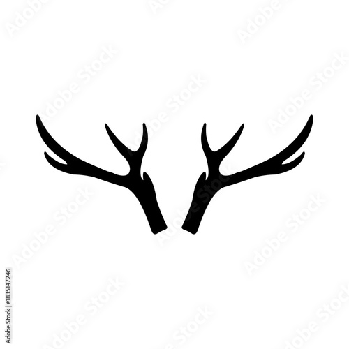 Silhouette of animal horns isolated on white background