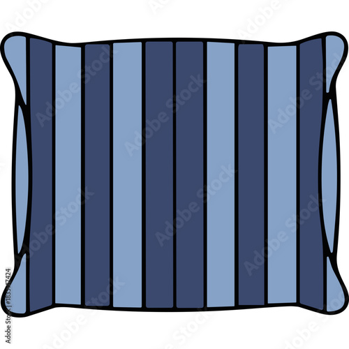 Striped Pillow In Shades Of Blue With Rounded Edges Against A Black Background A Simple Graphic Illustration