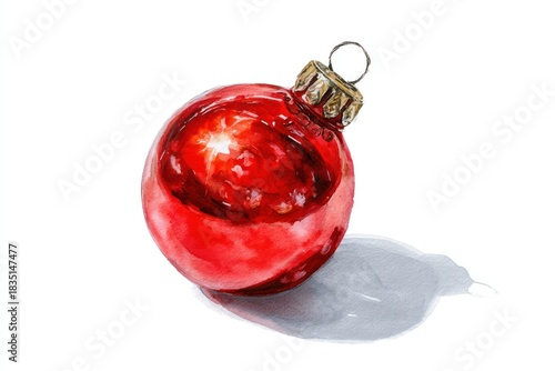 Watercolor New Year's illustration, Christmas ball on a white background. AI generative.