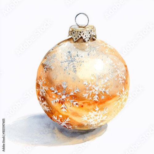 Watercolor New Year's illustration, Christmas ball on a white background. AI generative.