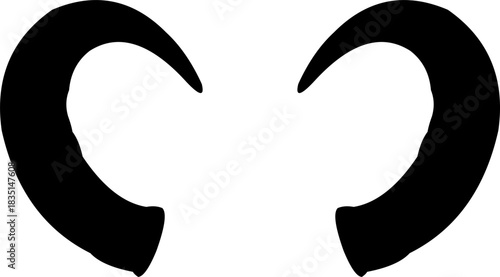Silhouette of animal horns isolated on white background