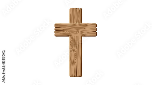 Rustic wooden cross conveying faith, hope, and tradition for religious holidays, church events, and spiritual designs with natural wood grain