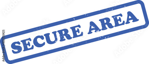 Blue Secure Area Stamp with Rounded Corner Border Isolated on White Background