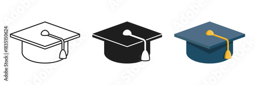 Graduation cap icon in flat style. Education hat vector illustration on isolated background. Graduate headwear sign business concept.