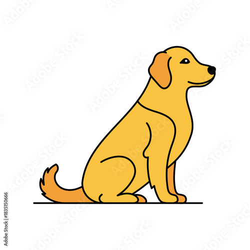 Dog icon in flat style. Golden retriever vector illustration on isolated background. Domestic animal sign business concept.