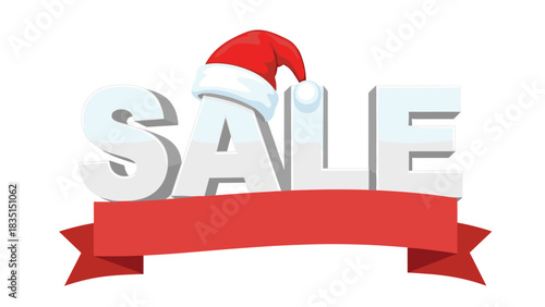 Grab Amazing Christmas Sale Deals Today with Santa Hat and Festive Ribbon Design for Holiday Shopping Promotions and Advertising