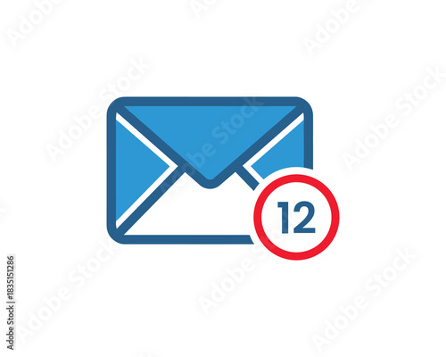 Email notification icon. New message alert. Unread emails. Digital communication symbol.
