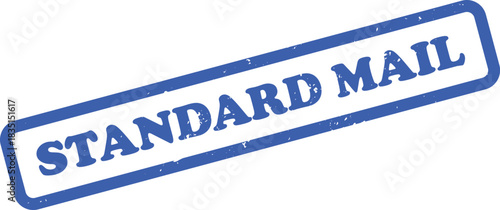 Blue standard mail rectangular stamp effect on transparent background icon