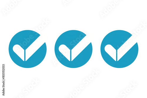 Three check marks in a row convey approval, validation, and success for modern project management, task completion, and quality control, perfect for your website