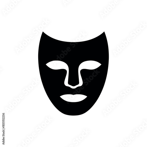 Minimal Black Face Mask Silhouette with Transparent Background Design