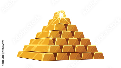 Stack of shiny gold bars glittering, representing financial success, wealth accumulation, investment opportunities, and economic stability
